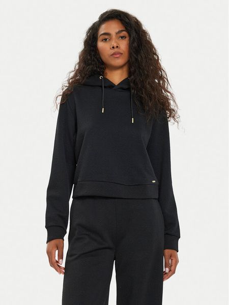 Guess Bluza V4BQ02 KCHR2 Czarny Regular Fit. Czarne bluzy Guess, xxs, z aplikacjami, z syntetyku, bez kaptura. Za 199,99 zł.