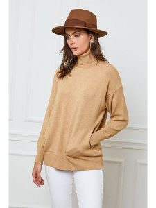 So Cachemire Golf "Elona" w kolorze beżowym rozmiar: L. Brązowe golfy So Cachemire, bez wzorów, z kaszmiru. Za 161,34 zł.