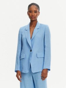 Marella Marynarka Orata 2515041082 Błękitny Regular Fit. Niebieskie marynarki i żakiety Marella, bez wzorów, ze lnu. Za 489,99 zł.