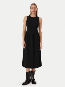 Calvin Klein Sukienka codzienna LV044G207G Czarny Regular Fit. Czarne sukienki Calvin Klein, na co dzień, m, bez wzorów, z syntetyku, bez kołnierzyka, bez ramiączek, proste. Za 569,99 zł.