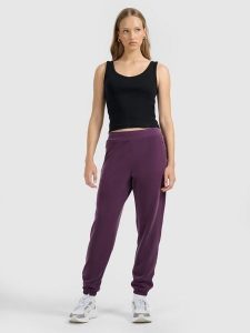 4F Spodnie dresowe joggery z modalem damskie - fioletowe S. Fioletowe spodnie dresowe 4f, s, bez wzorów, z dresówki. Za 169,99 zł.