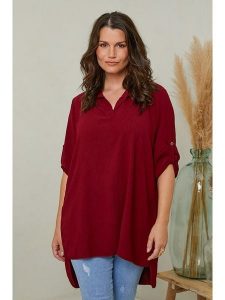 Curvy Lady Bluzka w kolorze bordowym rozmiar: 44/46. Czerwone bluzki Curvy Lady, bez wzorów, klasyczne, bez kołnierzyka, bez ramiączek. Za 109,26 zł.