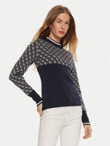 Guess Sweter W3BR81 Z37K0 Błękitny Slim Fit. Niebieskie swetry klasyczne Guess, xs, z wiskozy, bez kołnierzyka. Za 199,99 zł.