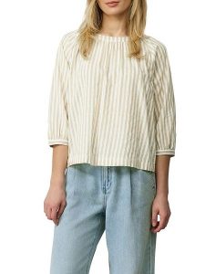 S.Oliver Bluzka w kolorze beżowo-białym rozmiar: 42. Białe bluzki s.Oliver, s, bez wzorów, bez kołnierzyka, bez ramiączek. Za 86,99 zł.