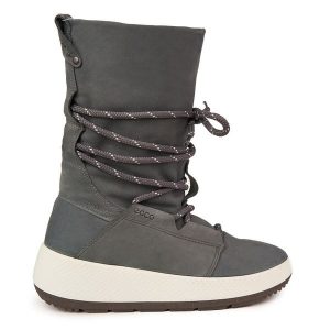 ECCO ZLN 0527 Damskie buty śniegowe z prawdziwej skóry, szare. Szare buty zimowe ecco, ze skóry, bez obcasa, bez zapięcia. Za 564,99 zł.