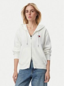 Tommy Jeans Bluza Badge DW0DW23529 Kremowy Regular Fit. Białe bluzy Tommy Jeans, xl, bez wzorów, z bawełny, bez kaptura. Za 381,99 zł.