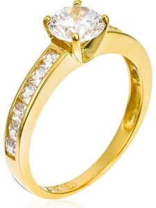 L instant d Or Złoty pierścionek "Brilliant" z cyrkoniami rozmiar: 52. Żółte pierścionki L instant d Or, z cyrkonią, złote. Za 1 065,99 zł.