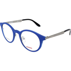 Oprawki "5022/V" w kolorze niebiesko-szarym. Niebieskie okulary przeciwsłoneczne marki Carrera, Ferragamo. W wyprzedaży za 119,95 zł.
