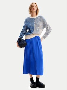 Desigual Spódnica plisowana Xining 24WWFW25 Niebieski Regular Fit. Niebieskie spódnice Desigual, m, bez wzorów, z syntetyku. Za 299,99 zł.