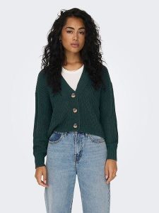 ONLY Kardigan w kolorze ciemnozielonym rozmiar: M. Zielone swetry oversize ONLY, m, bez wzorów, ze splotem, bez ramiączek. Za 118,84 zł.