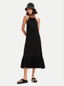 Desigual Sukienka letnia Leila 24SWVK64 Czarny Regular Fit. Czarne kombinezony Desigual, na lato, xl, bez wzorów, z syntetyku, bez kołnierzyka, bez ramiączek. Za 449,99 zł.