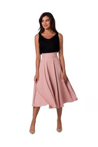 Rozkloszowana spódnica z wysokim stanem i kieszeniami różowa. Czerwone spódnice Bewear, xxl, bez wzorów, eleganckie, midi. Za 319,00 zł.