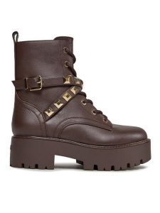 Guess Trapery Vaida FL8VDA Brązowy. Brązowe buty zimowe Guess, ze skóry, bez obcasa, bez zapięcia. Za 839,99 zł.