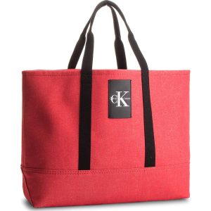 Torebka CALVIN KLEIN JEANS - Canvas Carryall Tote K40K400147 623. Czerwone torebki klasyczne marki Calvin Klein Jeans, z jeansu. W wyprzedaży za 419,00 zł.