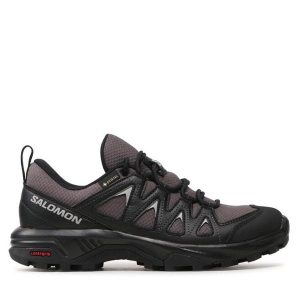 Trekkingi Salomon. Szare buty sportowe Salomon, bez wzorów, z gore-texu, bez zapięcia, trekkingowe, gore-tex. Za 339,99 zł.