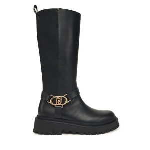 Kozaki Liu Jo. Czarne kozaki Liu Jo, bez wzorów, bez obcasa, na płaskiej podeszwie, bez zapięcia. Za 719,99 zł.