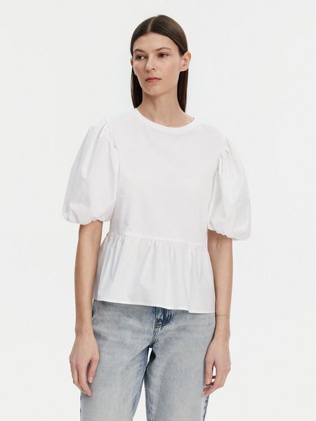 Liu Jo Bluzka WA5389 J6308 Biały Relaxed Fit. Białe bluzki Liu Jo, xs, bez wzorów, z bawełny, bez kołnierzyka, bez ramiączek. Za 249,99 zł.