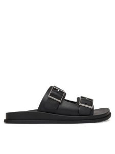 Calvin Klein Klapki City Sandal Buckle Lth HW0HW02885 Czarny. Czarne klapki Calvin Klein, bez wzorów, ze skóry, bez obcasa. Za 335,99 zł.