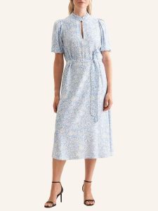 Seidensticker Sukienka w kolorze błękitno-białym rozmiar: 44. Białe sukienki Seidensticker, bez wzorów, z tkaniny, bez kołnierzyka, bez ramiączek, midi. Za 198,10 zł.