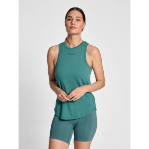 Damski tank top Hummel MT Vanja. Niebieskie topy Hummel, bez wzorów, sportowe, bez kołnierzyka, bez ramiączek. Za 161,00 zł.