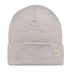 Czapka zimowa z wełny merino heavyweight. Białe czapki Buff, bez wzorów, z materiału. Za 129,99 zł.