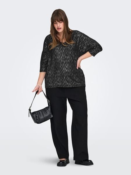 ONLY Carmakoma Bluzka w kolorze srebrno-czarnym rozmiar: 50/52. Czarne bluzki Only Carmakoma, bez wzorów, bez kołnierzyka, bez ramiączek. Za 113,90 zł.