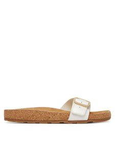 Tommy Hilfiger Klapki Cork Footbed Slip-On FW0FW09344 Biały. Białe klapki TOMMY HILFIGER, bez wzorów, ze skóry, bez obcasa. Za 409,99 zł.