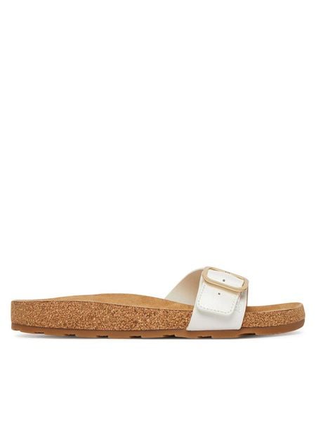Tommy Hilfiger Klapki Cork Footbed Slip-On FW0FW09344 Biały. Białe klapki TOMMY HILFIGER, bez wzorów, ze skóry, bez obcasa. Za 238,99 zł.