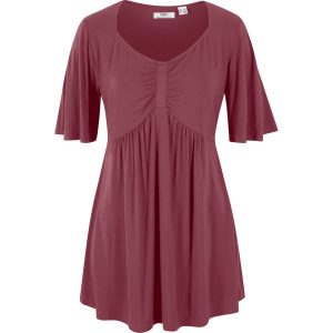 T-shirt o kroju trapezowym,. Czerwone t-shirty bonprix, bez wzorów, z wiskozy, bez kołnierzyka, bez ramiączek. Za 74,99 zł.