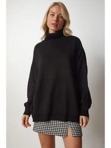 Happiness Istanbul Sweter w kolorze czarnym rozmiar: onesize. Czarne golfy Happiness Istanbul, bez wzorów, ze splotem. Za 92,86 zł.