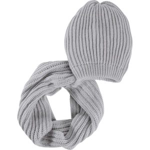 Komplet 2-częściowy: czapka beanie + szalik koło bonprix szary. Czapki marki bonprix. Za 59,99 zł.