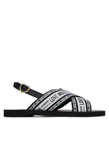 LOVE MOSCHINO Sandały San Lod Micro20 JA16142G0MIX200A Czarny. Czarne sandały LOVE MOSCHINO, bez wzorów, z materiału, bez obcasa, na płaskiej podeszwie, bez zapięcia. Za 529,99 zł.