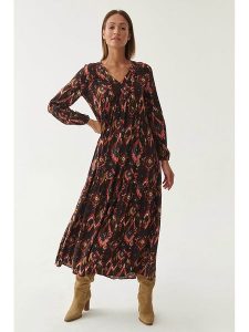 TATUUM Sukienka w kolorze brązowym rozmiar: 40. Brązowe sukienki Tatuum, na imprezę, s, bez wzorów, z wiskozy, klasyczne, bez kołnierzyka, bez ramiączek, maxi. Za 177,45 zł.