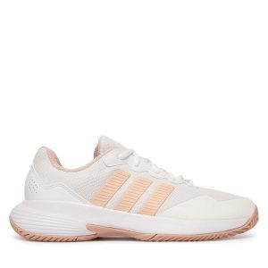 Buty do tenisa adidas. Białe buty sportowe ADIDAS, bez wzorów, bez zapięcia, tenisowe. Za 299,99 zł.