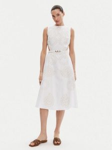 Silvian Heach Sukienka codzienna GPP25342VE Biały Regular Fit. Białe sukienki Silvian Heach, na co dzień, bez wzorów, z bawełny, bez kołnierzyka, bez ramiączek, proste. Za 679,99 zł.