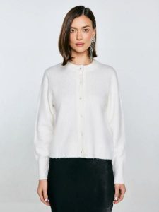 Kardigan damski z dodatkiem wełny biały Lena 100. Białe kardigany Big Star, z jeansu. Za 229,99 zł.