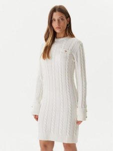 Guess Sukienka dzianinowa W5BK46 Z1192 Écru Regular Fit. Kombinezony Guess, m, z aplikacjami, z dzianiny, bez kołnierzyka, bez ramiączek. Za 307,00 zł.