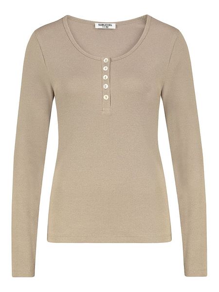 Sublevel Koszulka w kolorze beżowym rozmiar: XL. Brązowe bluzki Sublevel, xl, bez wzorów, prążkowane, bez kołnierzyka, bez ramiączek. Za 70,08 zł.