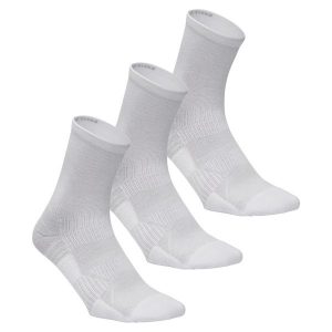 Skarpetki do chodzenia/nordic walking WS 100 Mid białe (3 pary). Białe skarpetki NEWFEEL, bez wzorów, z bawełny. Za 19,99 zł.