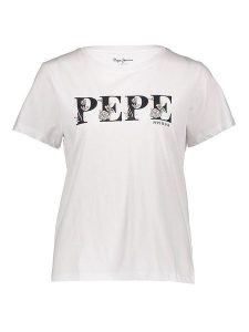 Pepe Jeans Koszulka w kolorze białym rozmiar: XL. Białe bluzki Pepe Jeans, xl, bez wzorów, z bawełny, bez kołnierzyka, bez ramiączek. Za 87,81 zł.