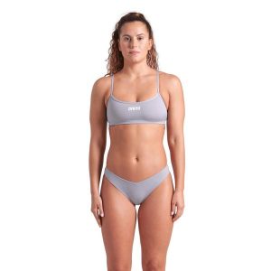 Strój Kąpielowy damski Arena Bikini Bandeau Solid dwuczęściowy. Szare bikini Arena, bez wzorów. Za 199,99 zł.