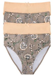 Figi maxi z bawełną organiczną, 4 pary. Brązowe figi bonprix, bez wzorów, z bawełny. Za 62,99 zł.