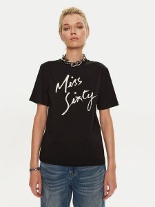 Miss Sixty T-Shirt 6L3SJ3780000 Czarny Regular Fit. Czarne t-shirty Miss Sixty, l, bez wzorów, z bawełny, bez kołnierzyka, bez ramiączek. Za 179,99 zł.