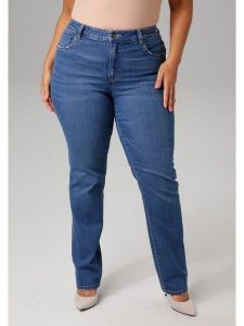 Aniston Dżinsy - Regular fit - w kolorze niebieskim rozmiar: 54. Niebieskie jeansy Aniston, bez wzorów, z podwyższonym stanem. Za 64,95 zł.