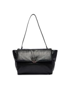 Calvin Klein Torebka Emblem Hw Padded Satchel LV04F3615G Czarny. Czarne torebki klasyczne Calvin Klein, bez wzorów, ze skóry, bez dodatków. Za 649,99 zł.