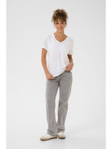 Kaffe Koszulka w kolorze białym rozmiar: L. Białe bluzki Kaffe, l, bez wzorów, bez kołnierzyka, bez ramiączek. Za 69,99 zł.