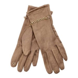 Brązowe Rękawiczki Glamour Damskie Armodo. Brązowe rękawiczki Armodo, na zimę, bez wzorów. Za 49,99 zł.