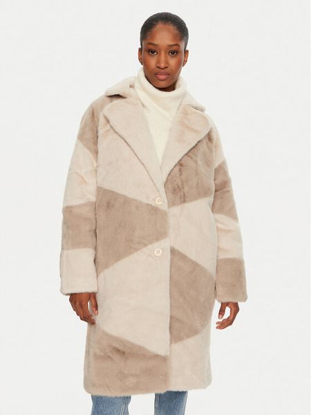 Bomboogie Kożuch CW8698TFSB4 Beżowy Loose Fit. Brązowe płaszcze Bomboogie, bez wzorów, z syntetyku, bez kaptura. Za 819,99 zł.