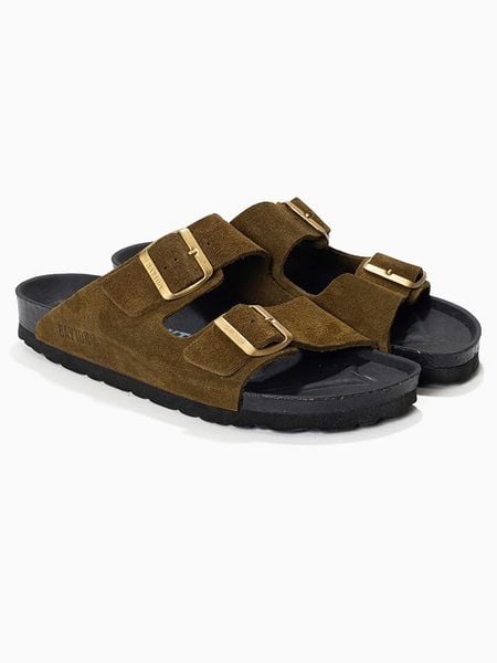 BAYTON Skórzane klapki "Atlas" w kolorze khaki rozmiar: 38. Brązowe klapki Bayton, bez wzorów, z otwartym noskiem, bez obcasa. Za 141,19 zł.