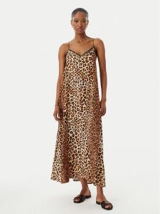 LOLA CASADEMUNT Sukienka letnia LS2616004 Beżowy Relaxed Fit. Brązowe kombinezony LOLA CASADEMUNT, na co dzień, na lato, l, bez wzorów, z wiskozy, bez kołnierzyka, bez ramiączek, proste. Za 459,99 zł.